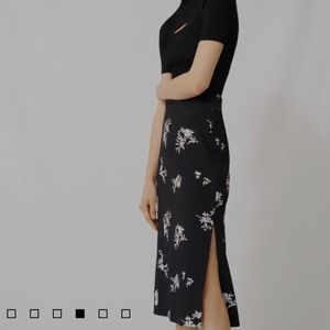Maje embroidered double split floral skirt
